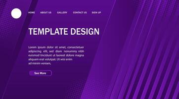 a purple website template design with a background of geometric shapes vector
