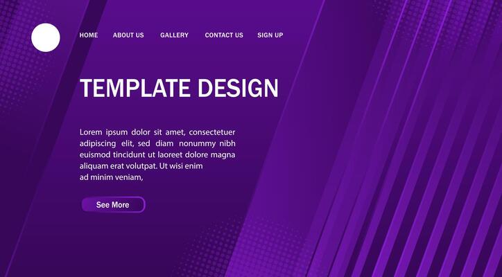 a purple website template design with a background of geometric shapes