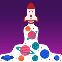 space rocket with planets and planets in the background vector