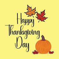 art Happy thanksgiving day banner design and yellow background with a pumpkin vector