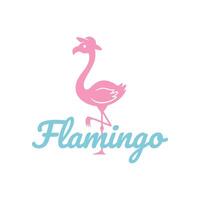 Flamingo Wearing a Hat Logo Design vector