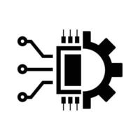 cogwheel and microchip circuitry icon vector