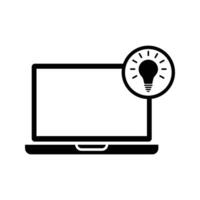 Laptop with a lightbulb icon vector