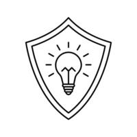 illustration of a lightbulb with a shield icon vector