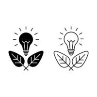 leaf with lightbulb icon vector