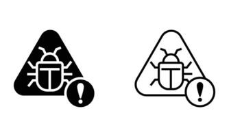 Computer bug alert with exclamation mark icon vector