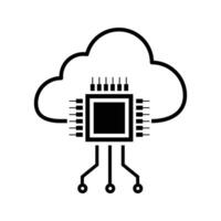 Cloud with microchip icon vector