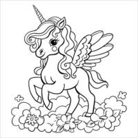 Outline illustration of unicorn. vector