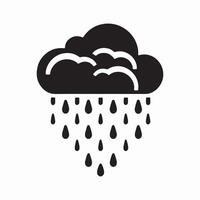Cloud with Raindrops Silhouette on White Background vector