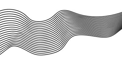 Abstract black flowing wave lines pattern isolated, black stripes, 3d dimensional effect. vector