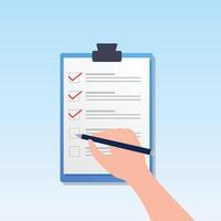 Man doing check marks on clipboard vector