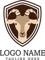 Goat logo design with shield icon vector