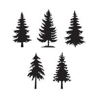 Illustration about Collection pine trees on isolated white background vector
