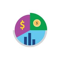 A pie chart with a dollar sign and a bar graph vector