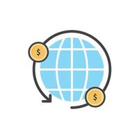 Globe with arrow and coins vector
