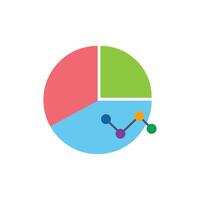 A pie chart with a line and a circle vector
