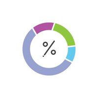 A pie chart with a percentage of the pie vector