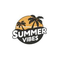 summer vibes with palm tree illustration vector