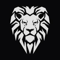 simple illustration of lion head front view on black background vector