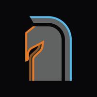 simple and abstract spartan helmet on black background vector