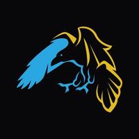 simple illustration of abstract raven on black background vector