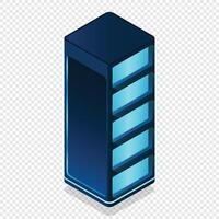 Isometric futuristic server. Isometric database or data center. Abstract blockchain. Computer storage. Cloud storage. illustration vector