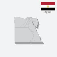 3D map of Egypt with separated sections on a white background vector