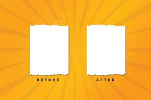 Before and after comparison of the blue gradient background in the photo frame vector