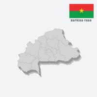 3D map of Burkina Faso with separated sections on a white background vector