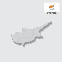 3D map of Cyprus with separated sections on a white background vector
