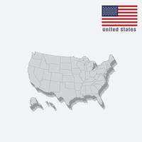 3D map of United States with separated sections on a white background vector