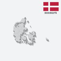 3D map of Denmark with separated sections on a white background vector