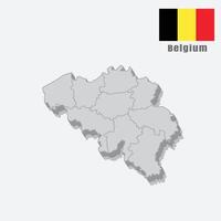 3D map of Belgium with separated sections on a white background vector