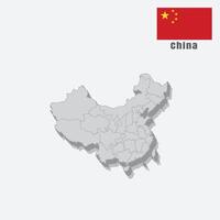 3D map of China with separated sections on a white background vector
