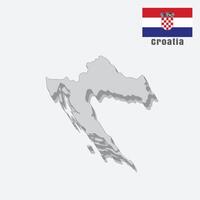 3D map of Croatia with separated sections on a white background vector
