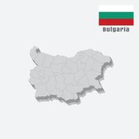 3D map of Bulgaria with separated sections on a white background vector