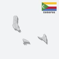 3D map of Comoros with separated sections on a white background vector
