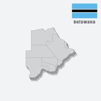 3D map of Botswana with separated sections on a white background vector