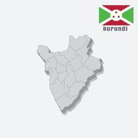 3D map of Burundi with separated sections on a white background vector