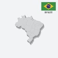 3D map of Brazil with separated sections on a white background vector