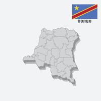 3D map of Congo with separated sections on a white background vector