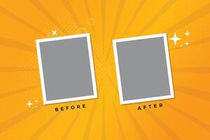 Comparison before and after photo frame blue gradient background vector