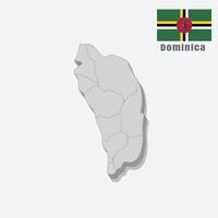 3D map of Dominica with separated sections on a white background vector
