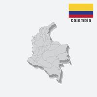 3D map of Colombia with separated sections on a white background vector