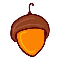 Acorn icon. An acorn with a brown cap and golden body, representing nature, seeds, or autumn harvest. Symbolizes growth, wildlife, and forestry. vector