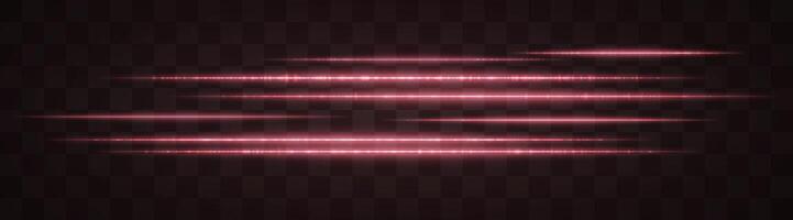 Horizontal red light effect isolated on transparent background. Graphical patch of reflected light. Neon stripes. Bright glowing lines. Lens flare. Abstract rays. illustration vector