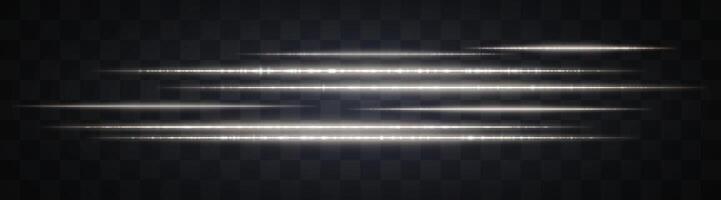 Horizontal white light effect isolated on transparent background. Graphical patch of reflected light. Neon stripes. Bright glowing lines. Lens flare. Abstract rays. illustration vector