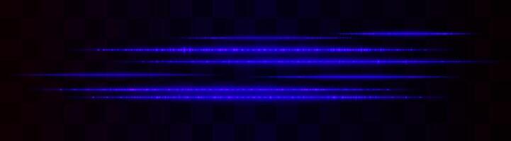 Horizontal blue light effect isolated on transparent background. Graphical patch of reflected light. Neon stripes. Bright glowing lines. Lens flare. Abstract rays. illustration vector