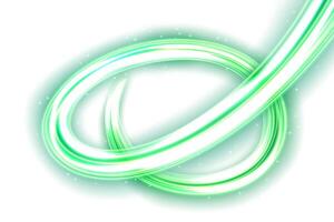 Abstract Green Wavy Line of Light Isolated on White Background vector
