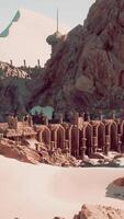 A large stone building with many spires on top of it video